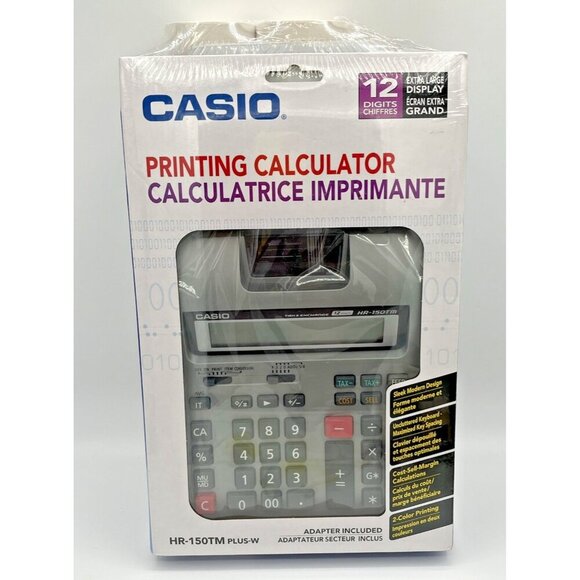 Casio HR-150TM Plus-W Desktop Printing Calculator 12 Digit XL Display NIB - Picture 1 of 14